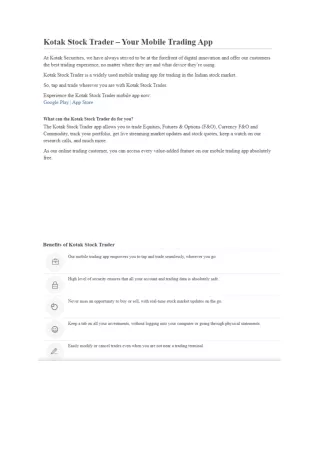 kotak stock trader - your mobile trading app