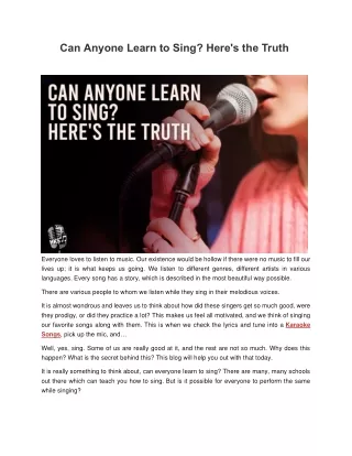 Can‌ ‌Anyone‌ ‌Learn‌ ‌to‌ ‌Sing?‌ ‌Here's‌ ‌the‌ ‌Truth‌ ‌