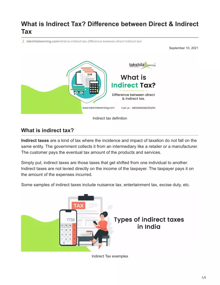 what is indirect tax difference between direct