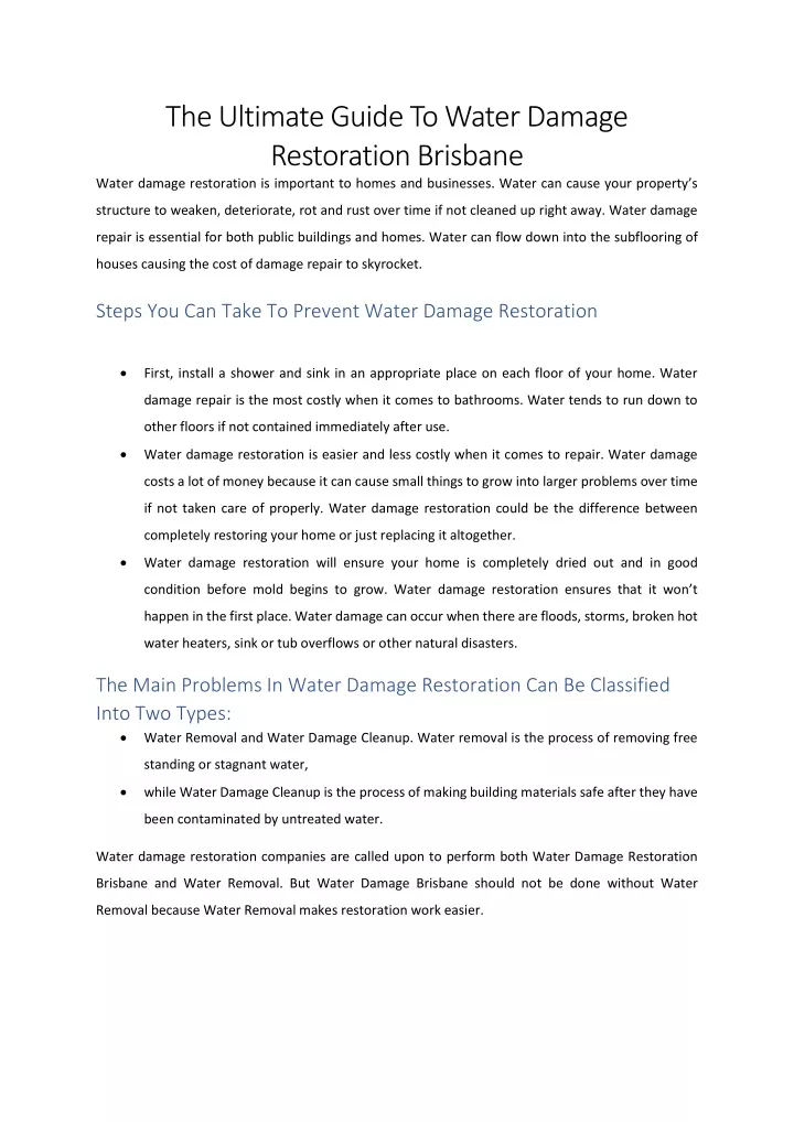 the ultimate guide to water damage restoration