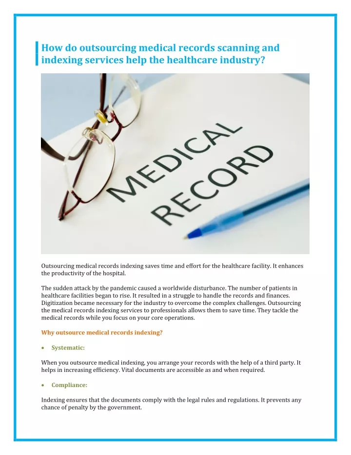how do outsourcing medical records scanning