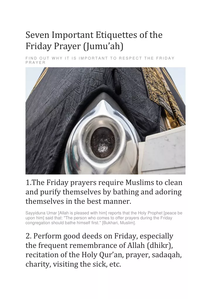 seven important etiquettes of the friday prayer