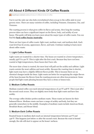 all about 4 different kinds of coffee roasts