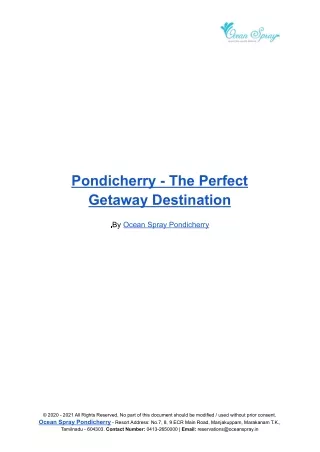 Pondicherry - The Perfect Getaway Destination