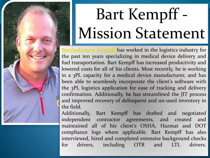 bart kempff mission statement