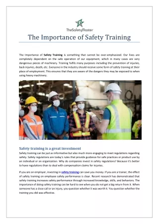 The Importance of Safety Training