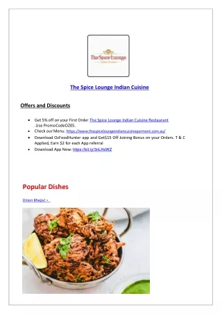 the spice lounge indian cuisine offers