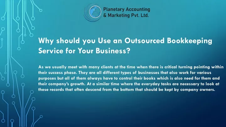 why should you use an outsourced bookkeeping