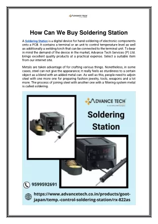 how can we buy soldering station