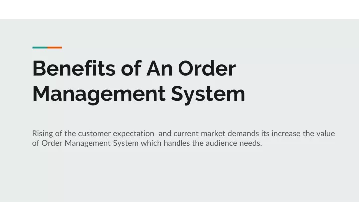 benefits of an order management system