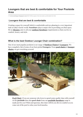 Loungers that are best & comfortable for Your Poolside Area