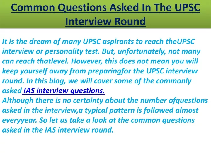 common questions asked in the upsc interview round