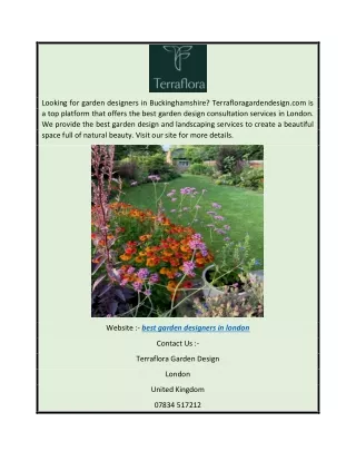 best garden designers in london  Terrafloragardendesign.com