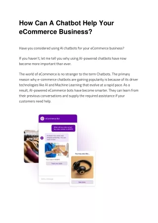 How Can A Chatbot Help Your eCommerce Business? | AppsAI