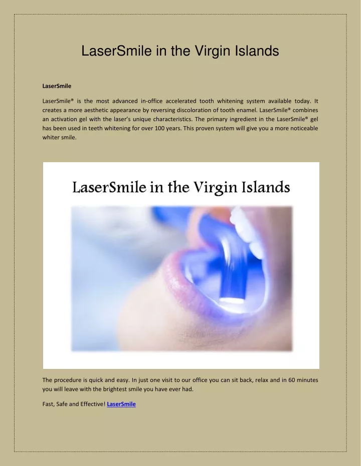 lasersmile in the virgin islands