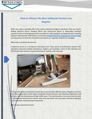 How to Choose the Best Janitorial Services Los Angeles