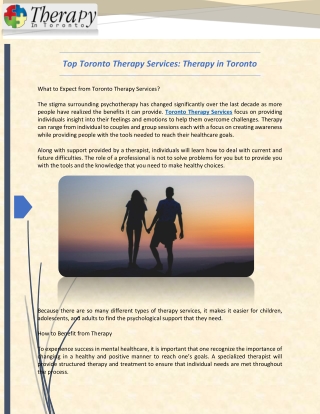 Top Toronto Therapy Services Therapy in Toronto