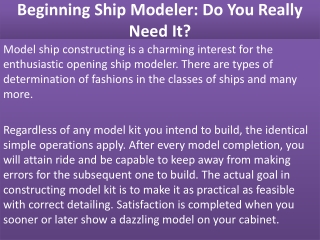 beginning ship modeler do you really need it