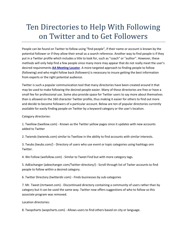 ten directories to help with following on twitter