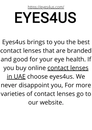 Best contact lenses UAE | Eyes4us