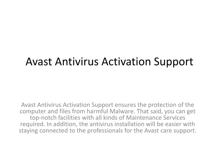 avast antivirus activation support