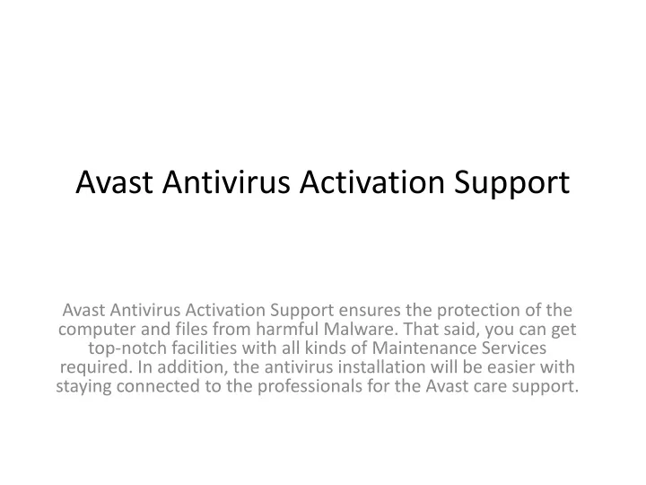 PPT   Avast Antivirus Activation Support PowerPoint Presentation, Free