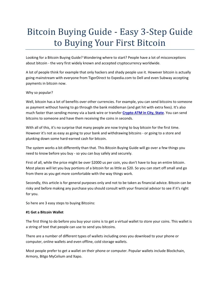 bitcoin buying guide easy 3 step guide to buying