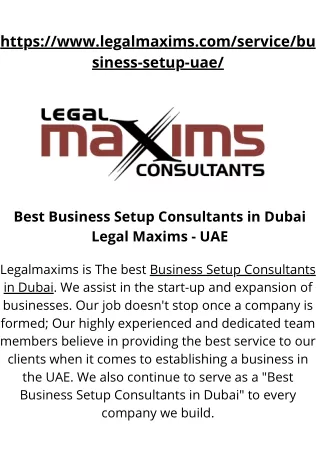 Best Business Setup Consultants in Dubai |LEGAL MAXIMS - UAE