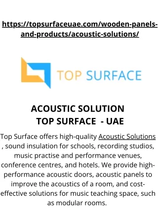 ACOUSTIC SOLUTION | TOP SURFACE  - UAE
