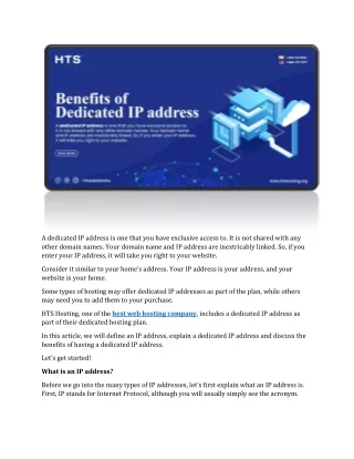 a dedicated ip address is one that you have