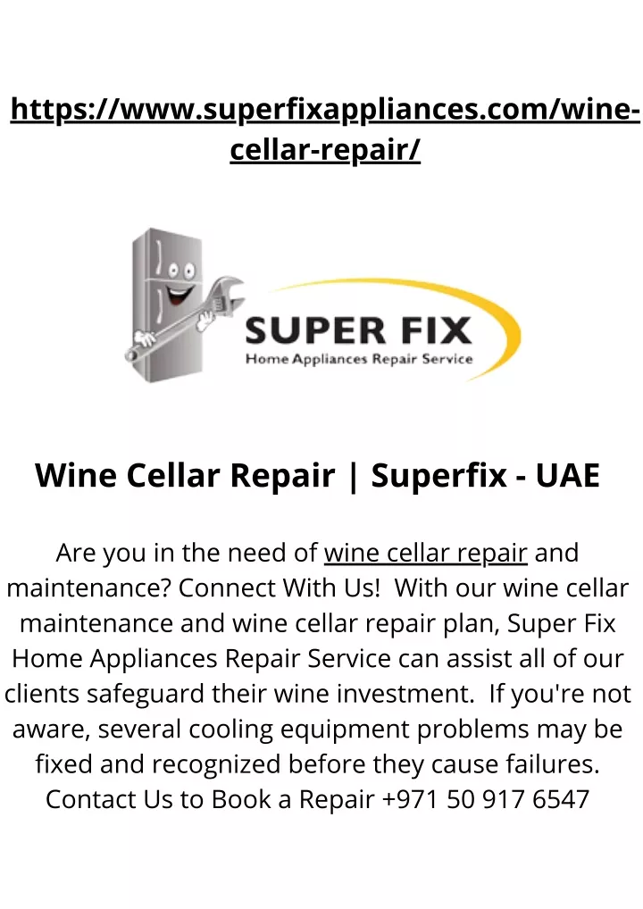 https www superfixappliances com wine cellar