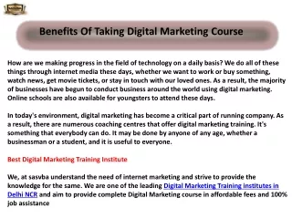 Benefits of taking digital marketing course