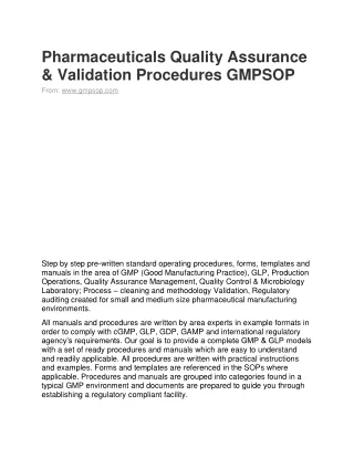 GMP compliance audit procedure