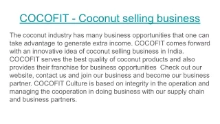 COCOFIT - Coconut selling business