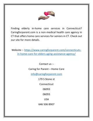 Non Medical Health Care Agency in Ct  Caringforparent.com