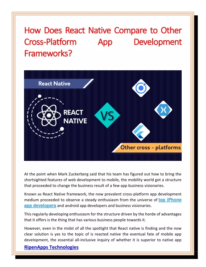 how does react native compare to other how does