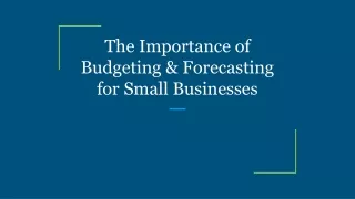 the importance of budgeting forecasting for small businesses