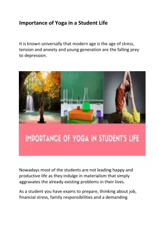 Importance of Yoga in a Student Life