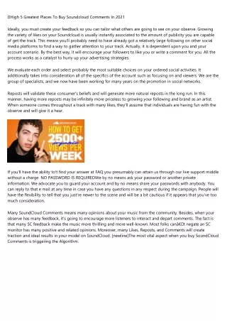 high 5 greatest places to buy soundcloud comments