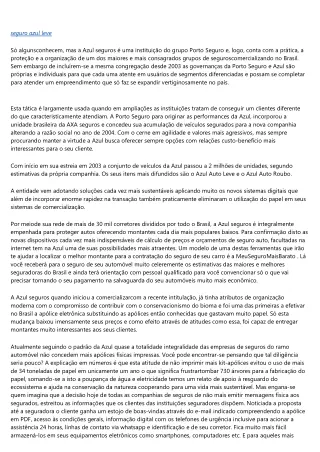 AZUL SEGUROS NOVO CONCEITO EM SEGURO AUTOMOTIVO.