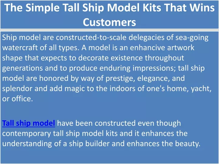 the simple tall ship model kits that wins customers