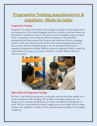Progressive Tooling manufacturers & suppliers - Made-in-India