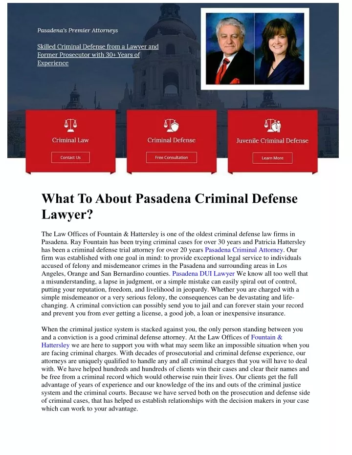 what to about pasadena criminal defense lawyer