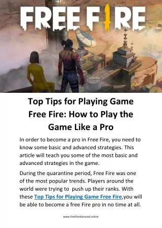 Top Tips for Playing Game Free Fire