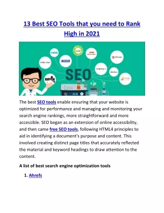 13 Best SEO Tools that you need to Rank High in 2021