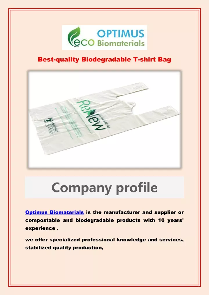 best quality biodegradable t shirt bag