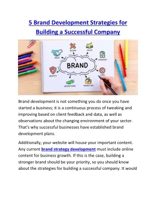Brand Development Strategies for Building a Successful Company