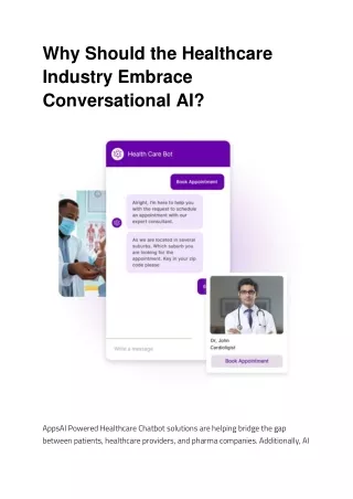 Why Should the Healthcare Industry Embrace Conversational AI? | AppsAI