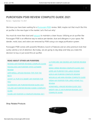 PUROXYGEN P500 REVIEW COMPLETE GUIDE 2021