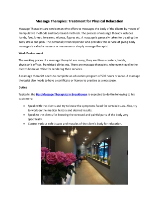 message therapies treatment for physical